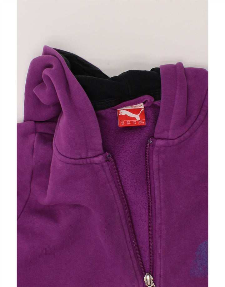 PUMA Boys Graphic Zip Hoodie Sweater 9-10 Years Purple Cotton Vintage Puma and Second-Hand Puma from Messina Hembry 