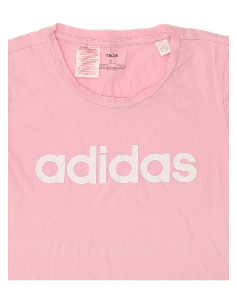 ADIDAS Girls Graphic T-Shirt Top 14-15 Years XL Pink Cotton | Vintage Adidas | Thrift | Second-Hand Adidas | Used Clothing | Messina Hembry 