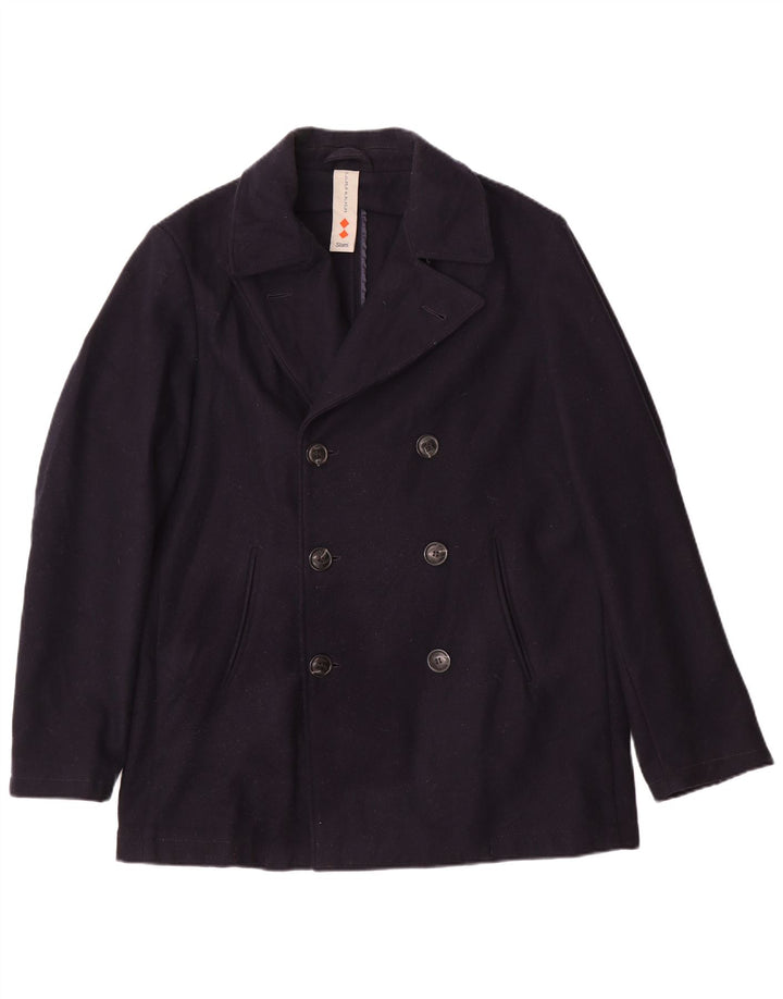 Slam Mens Pea Coat UK 42 XL Navy Blue Wool