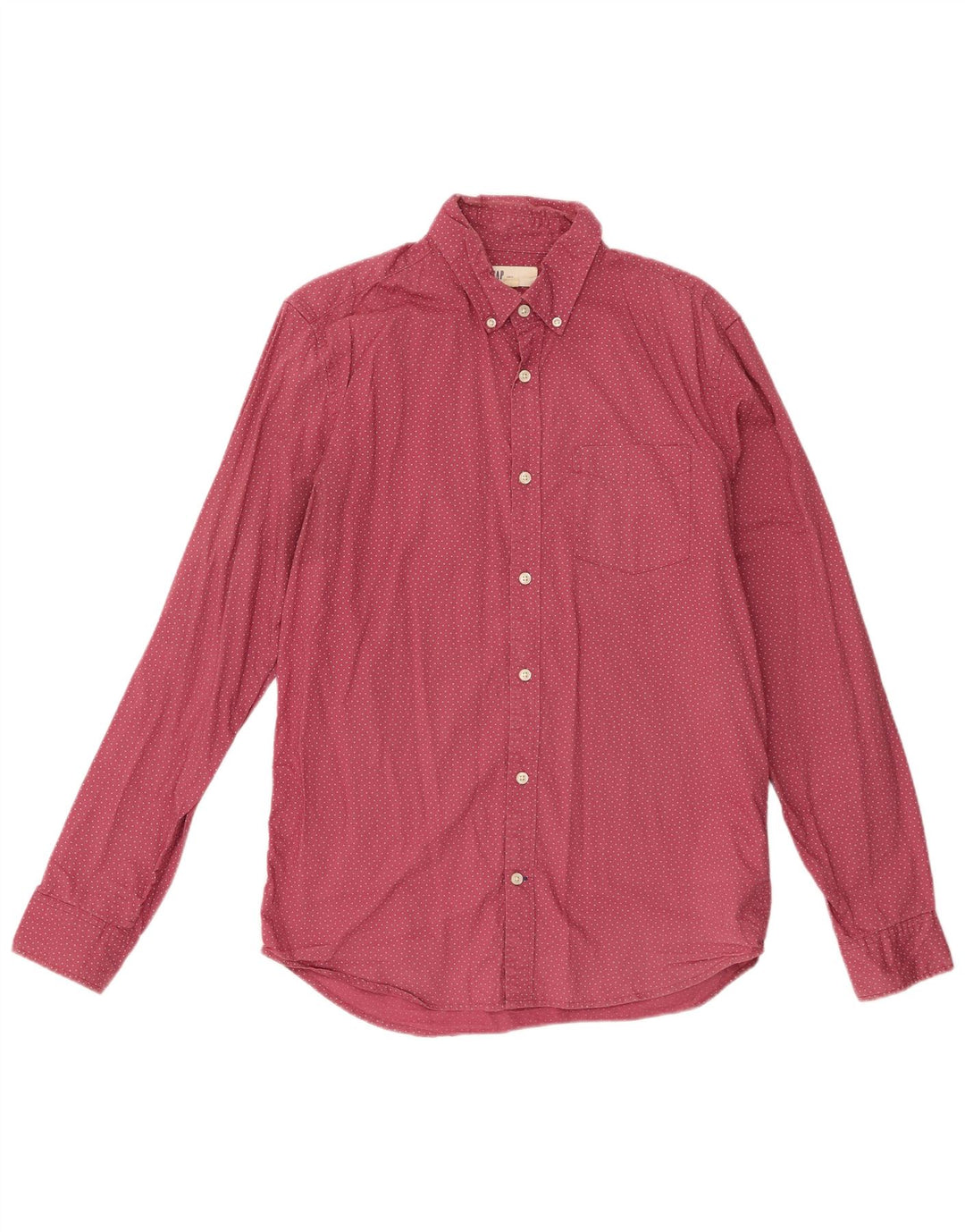 Gap Mens Slim Fit Shirt Medium Burgundy Polka Dot Cotton