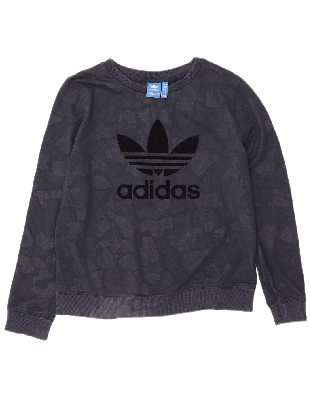 ADIDAS Womens Oversized Sweatshirt Jumper UK 10 Small  Navy Blue