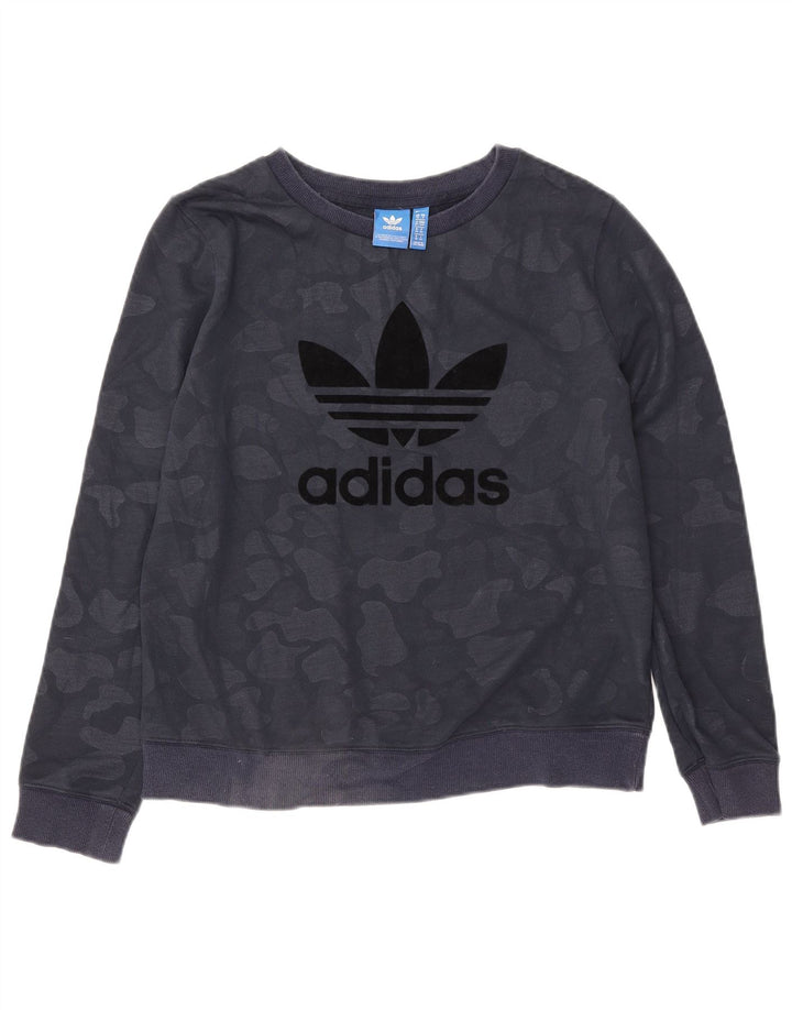 ADIDAS Womens Oversized Sweatshirt Jumper UK 10 Small  Navy Blue