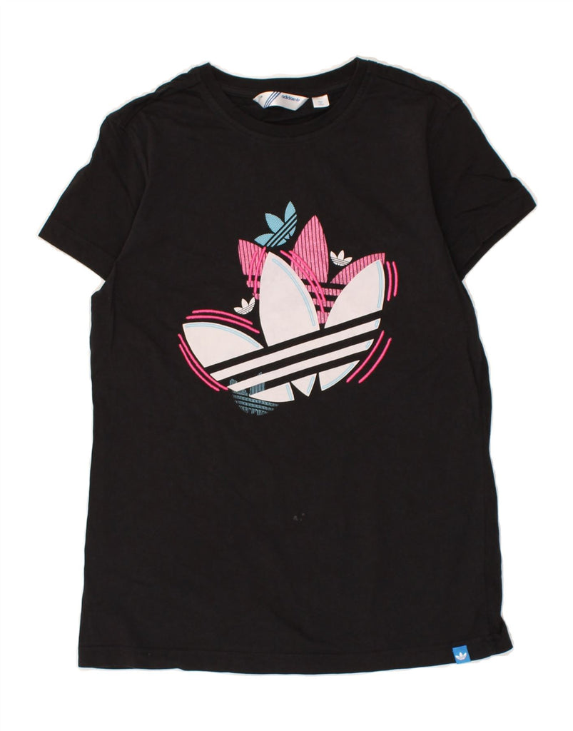 ADIDAS Womens Graphic T-Shirt Top IT 46 Medium Black Cotton | Vintage Adidas | Thrift | Second-Hand Adidas | Used Clothing | Messina Hembry 