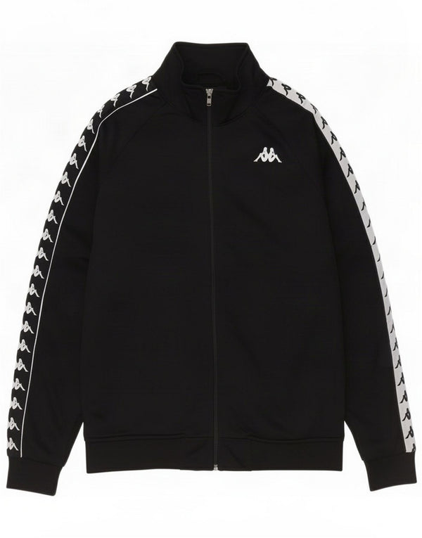 Kappa Womens Graphic Tracksuit Top Jacket UK 14 Medium Black Colourblock