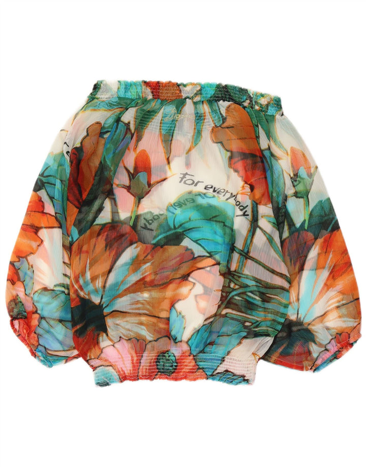 Desigual Womens Long Sleeve Off Shoulder Top UK 10 Small Multicoloured