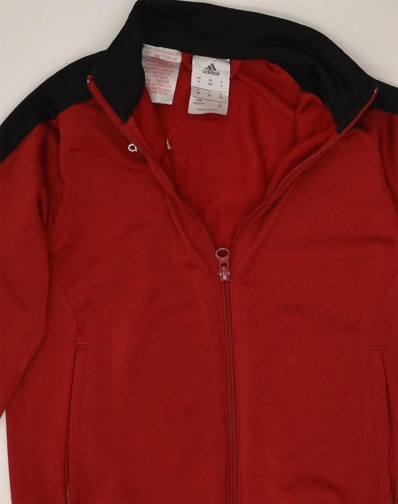 ADIDAS Boys Tracksuit Top Jacket 7-8 Years Small Red Colourblock Polyester | Vintage Adidas | Thrift | Second-Hand Adidas | Used Clothing | Messina Hembry 