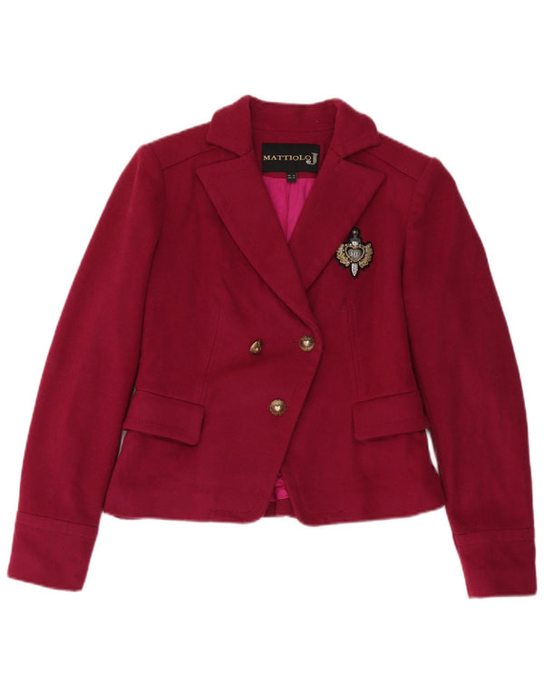 Gai Mattiolo Womens Double Breasted Blazer Jacket IT 42 Medium Pink Wool