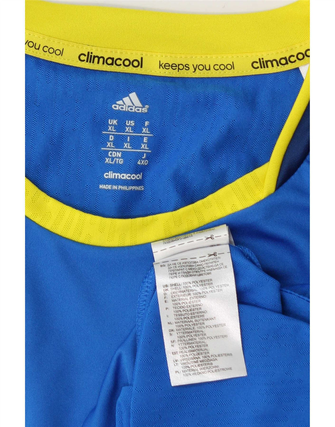 Adidas Mens Climacool T-Shirt Top XL Blue Colourblock Polyester