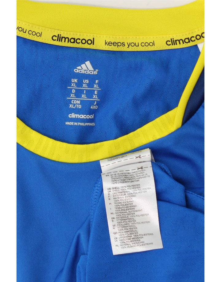 Adidas Mens Climacool T-Shirt Top XL Blue Colourblock Polyester