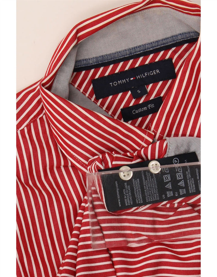 TOMMY HILFIGER Mens Custom Fit Shirt Small Red Pinstripe Cotton Vintage Tommy Hilfiger and Second-Hand Tommy Hilfiger from Messina Hembry 