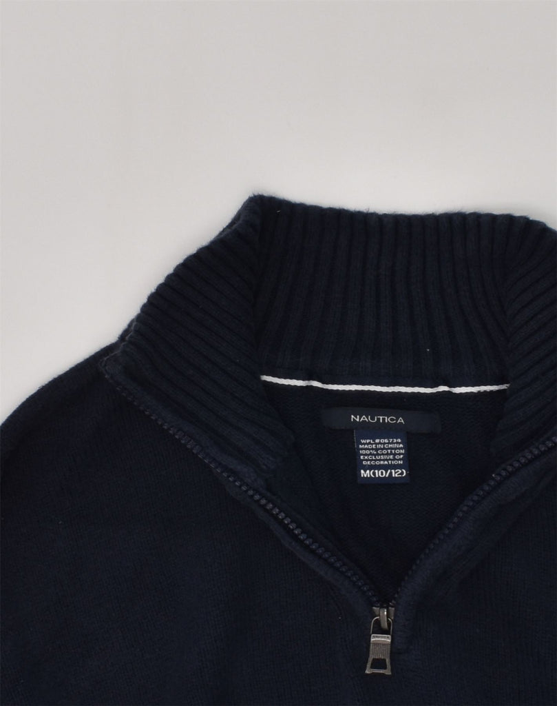 NAUTICA Boys Zip Neck Jumper Sweater 10-11 Years Medium Navy Blue Cotton | Vintage Nautica | Thrift | Second-Hand Nautica | Used Clothing | Messina Hembry 