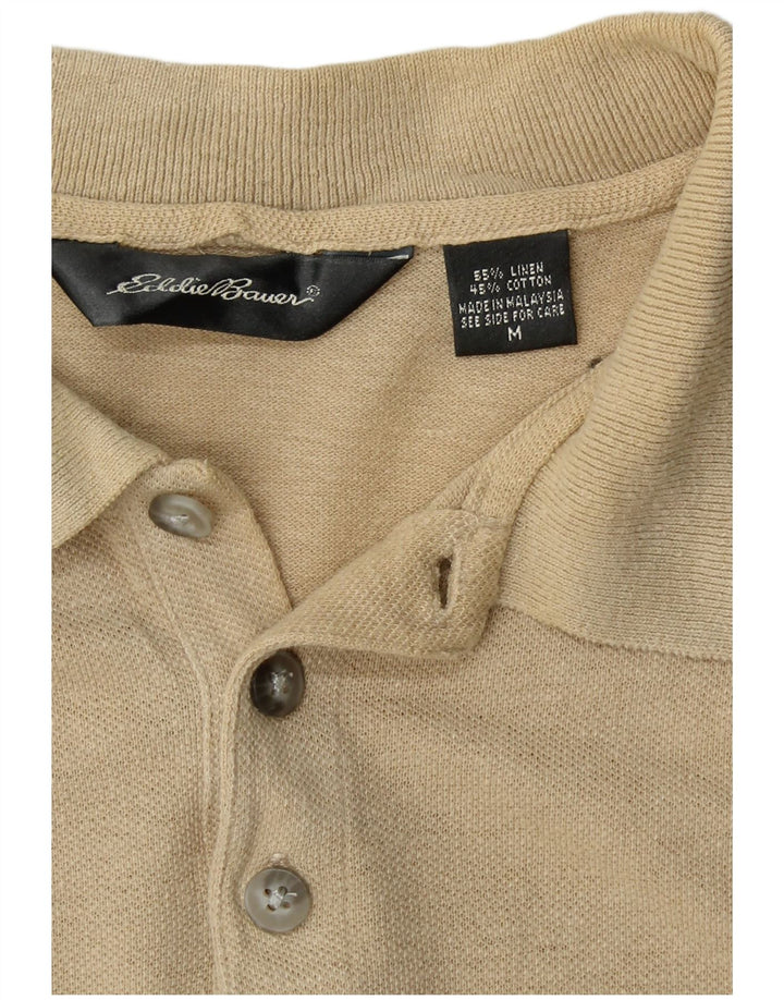 EDDIE BAUER Mens Polo Shirt Medium Beige Linen
