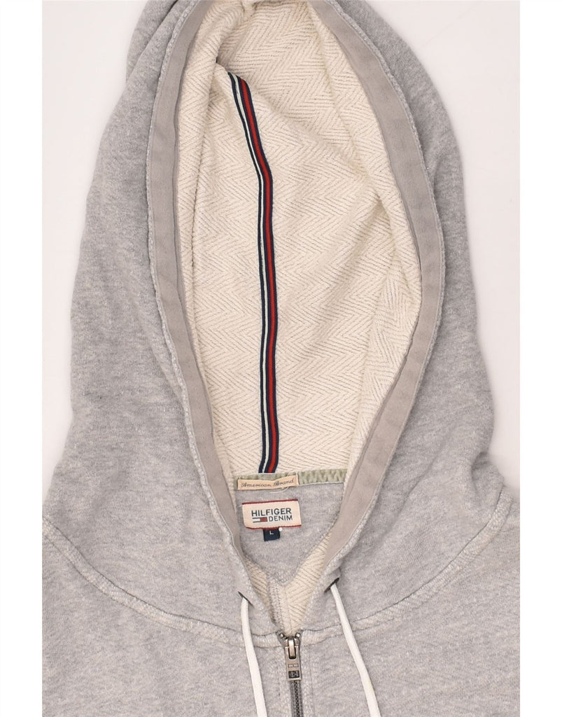 TOMMY HILFIGER Womens Oversized Zip Hoodie Sweater UK 16 Large Grey Cotton | Vintage Tommy Hilfiger | Thrift | Second-Hand Tommy Hilfiger | Used Clothing | Messina Hembry 