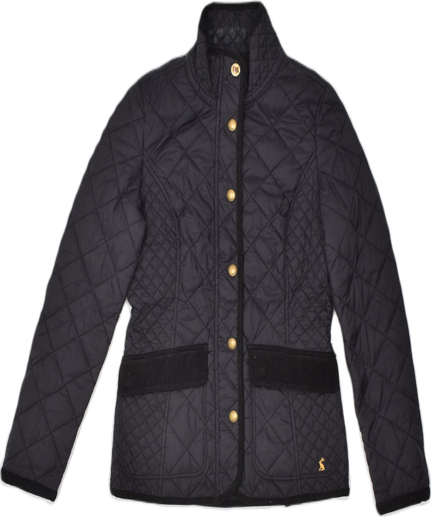 JOULES Womens Quilted Jacket UK 8 small Black Cotton | Vintage | Thrift | Second-Hand | Used Clothing | Messina Hembry 