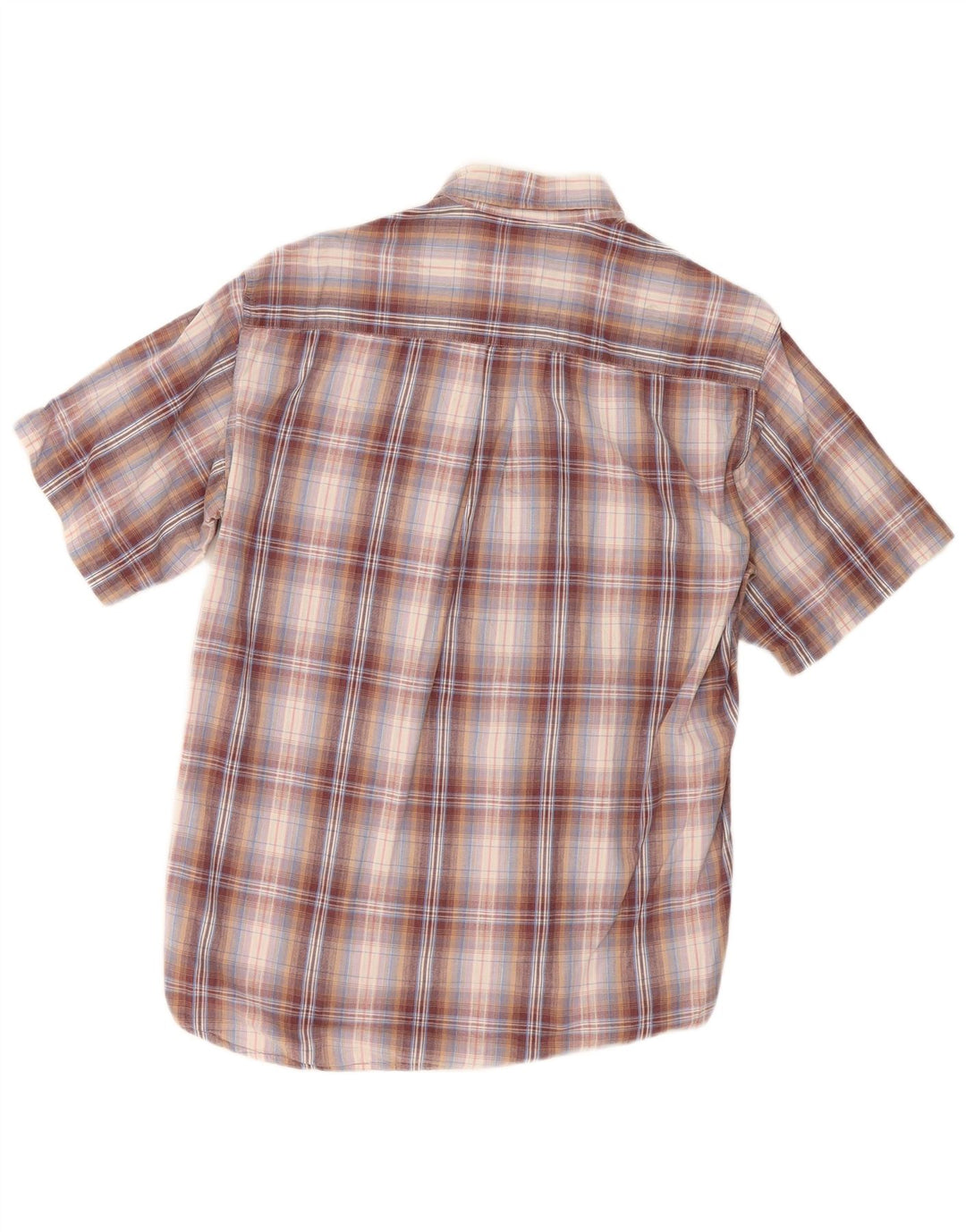 Carrera Mens Short Sleeve Shirt Large Burgundy Check Cotton
