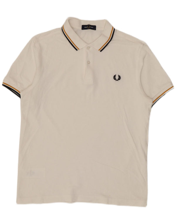 Fred Perry Mens Polo Shirt Medium White Cotton