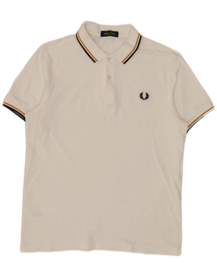 Fred Perry Mens Polo Shirt Medium White Cotton