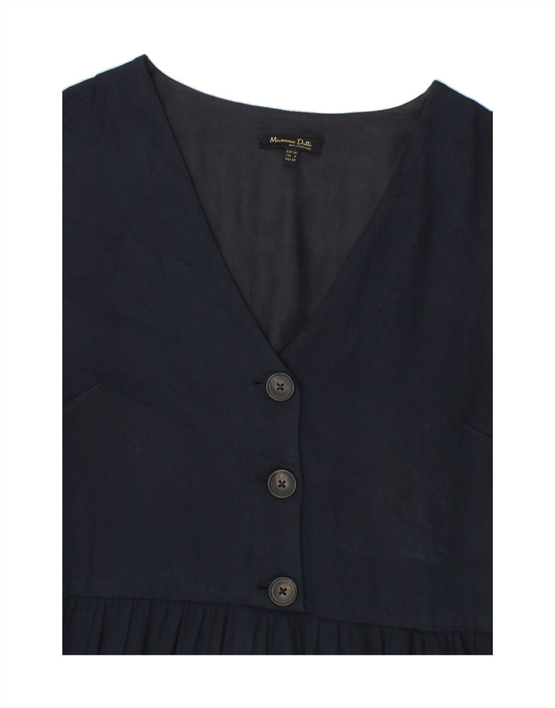 MASSIMO DUTTI Womens Maxi Dress EU 36 Small Navy Blue Acetate | Vintage Massimo Dutti | Thrift | Second-Hand Massimo Dutti | Used Clothing | Messina Hembry 