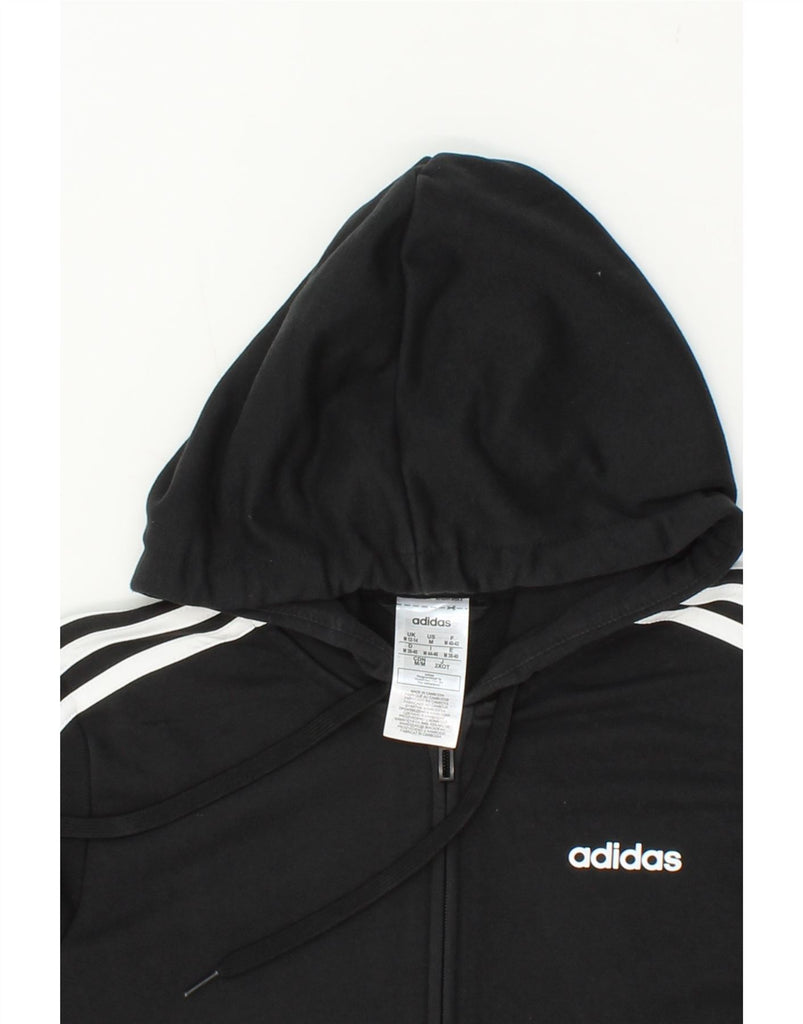ADIDAS Womens Zip Hoodie Sweater UK 12/14 Medium Black Cotton Vintage Adidas and Second-Hand Adidas from Messina Hembry 