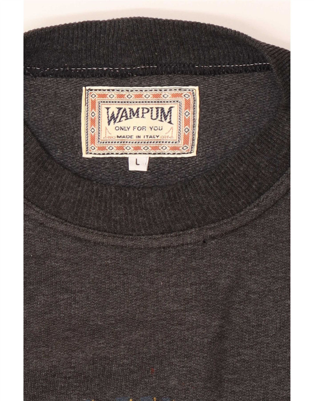 Wampum Mens Graphic Sweatshirt Jumper Large Grey