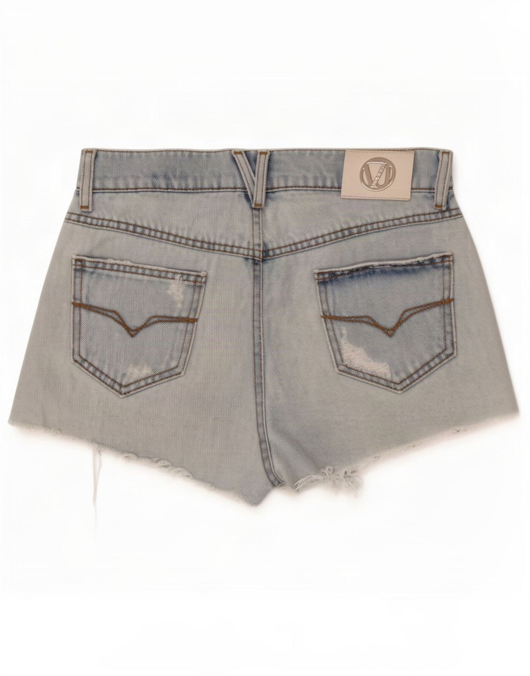Versace Womens Distressed Denim Shorts W28 Medium Blue Cotton