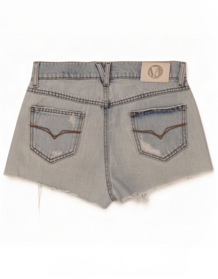 Versace Womens Distressed Denim Shorts W28 Medium Blue Cotton