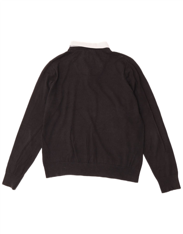 Marks & Spencer Mens Autograph V-Neck Jumper Sweater Medium Black Cotton