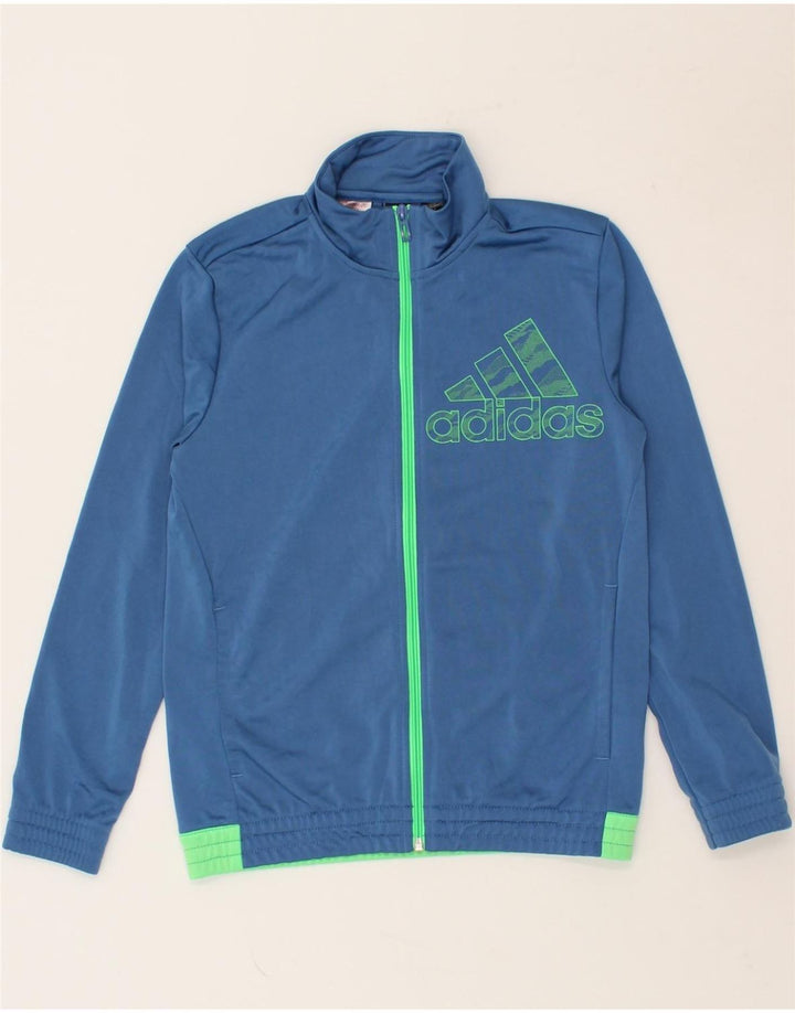 ADIDAS Boys Graphic Tracksuit Top Jacket 11-12 Years Blue Polyester Vintage Adidas and Second-Hand Adidas from Messina Hembry 