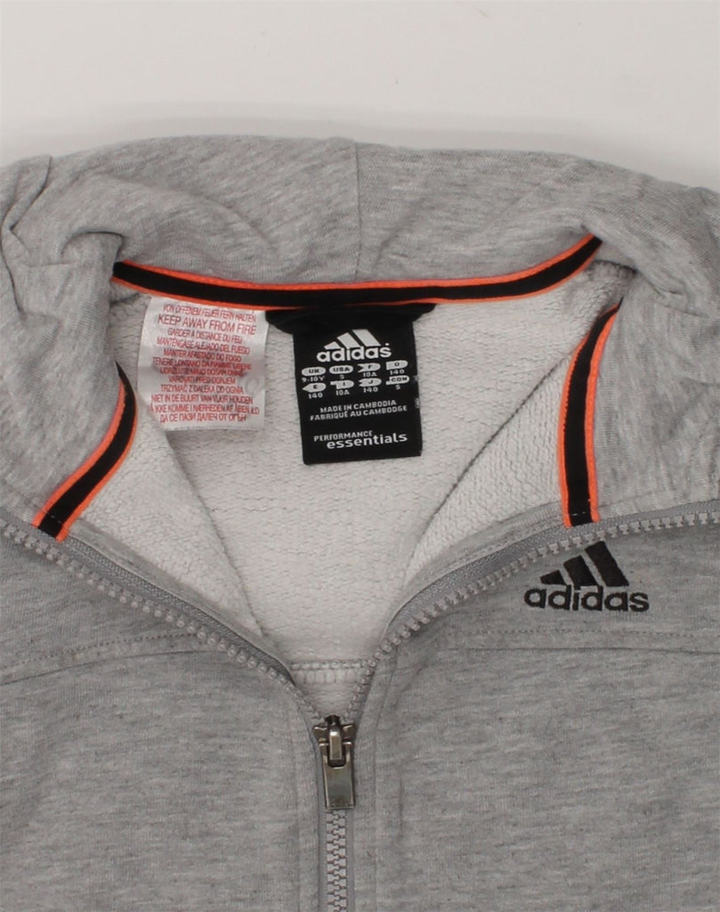 ADIDAS Boys Zip Hoodie Sweater 9-10 Years Grey Cotton | Vintage Adidas | Thrift | Second-Hand Adidas | Used Clothing | Messina Hembry 