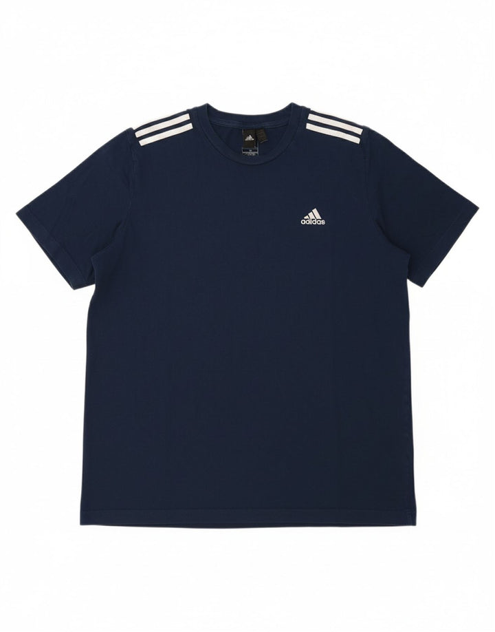 ADIDAS Mens T-Shirt Top Large Navy Blue Cotton