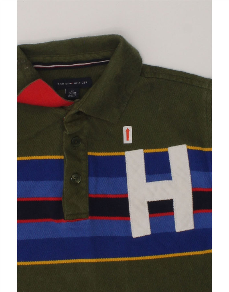 TOMMY HILFIGER Boys Polo Shirt 8-9 Years Medium Khaki Cotton | Vintage Tommy Hilfiger | Thrift | Second-Hand Tommy Hilfiger | Used Clothing | Messina Hembry 