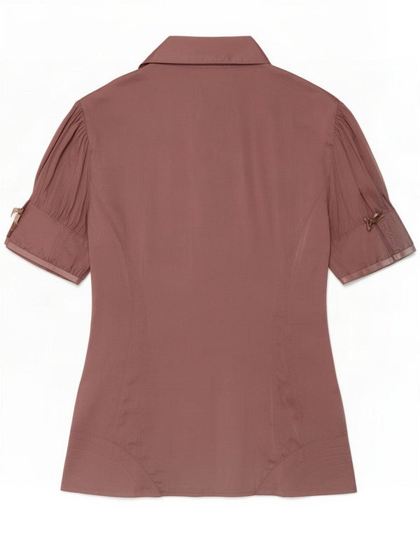 Guess Womens Short Sleeve Shirt Blouse UK 12 Medium Pink Silk