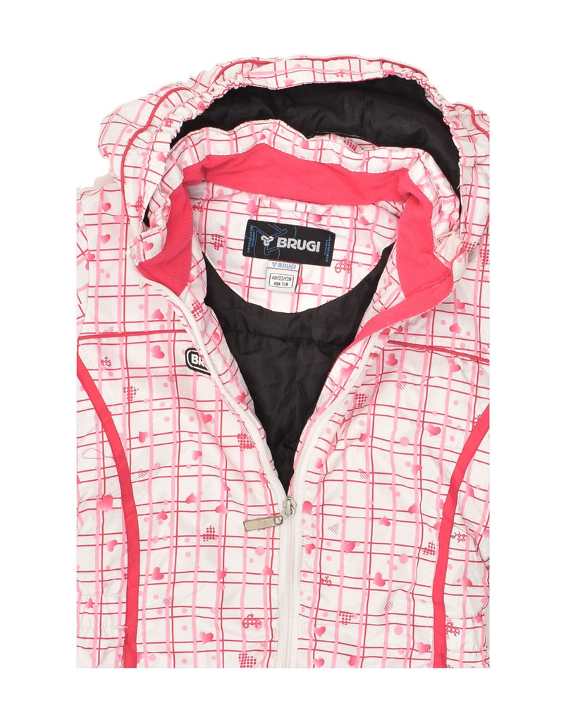 BRUGI Girls Hooded Padded Jacket 7-8 Years Pink Check Polyester | Vintage Brugi | Thrift | Second-Hand Brugi | Used Clothing | Messina Hembry 