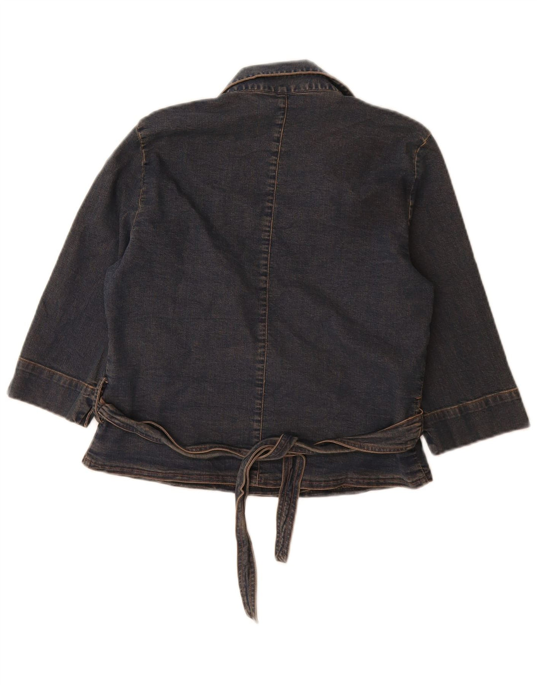 Marks & Spencer Womens 3/4 Sleeve Wrap Denim Jacket UK 12 Medium Navy Blue