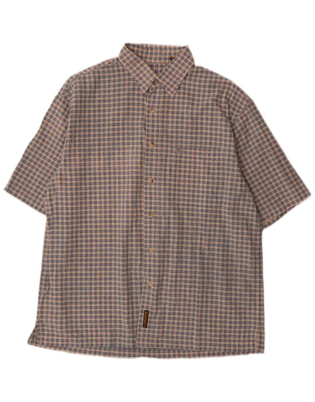 Timberland Mens Short Sleeve Shirt Medium Grey Check Cotton