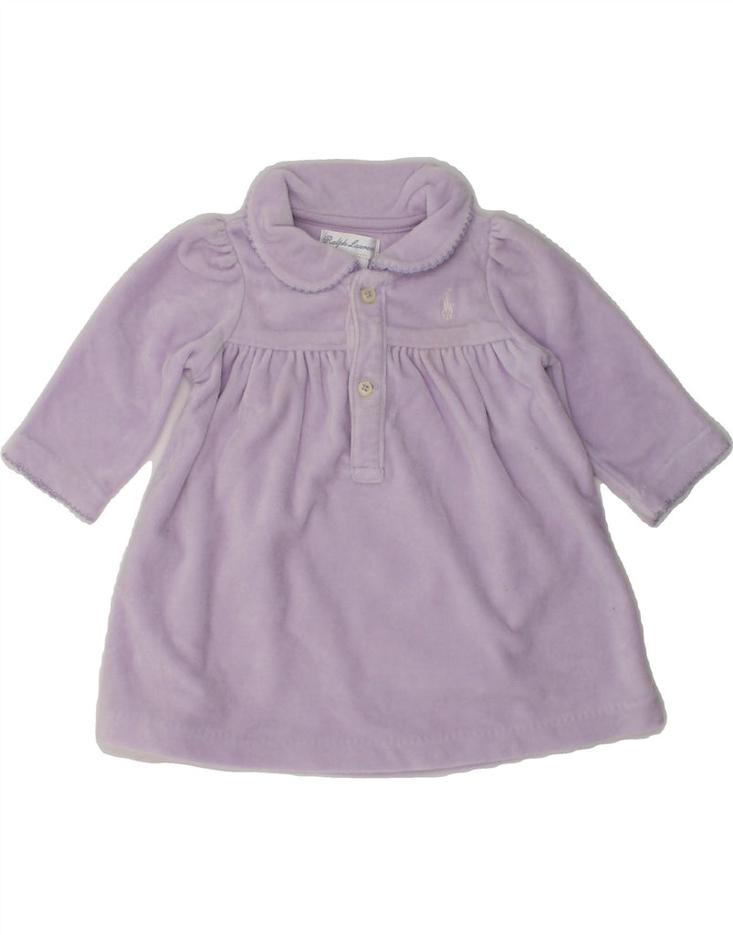 RALPH LAUREN Baby Girls Long Sleeve Polo Dress 0-3 Months Purple Cotton | Vintage Ralph Lauren | Thrift | Second-Hand Ralph Lauren | Used Clothing | Messina Hembry 