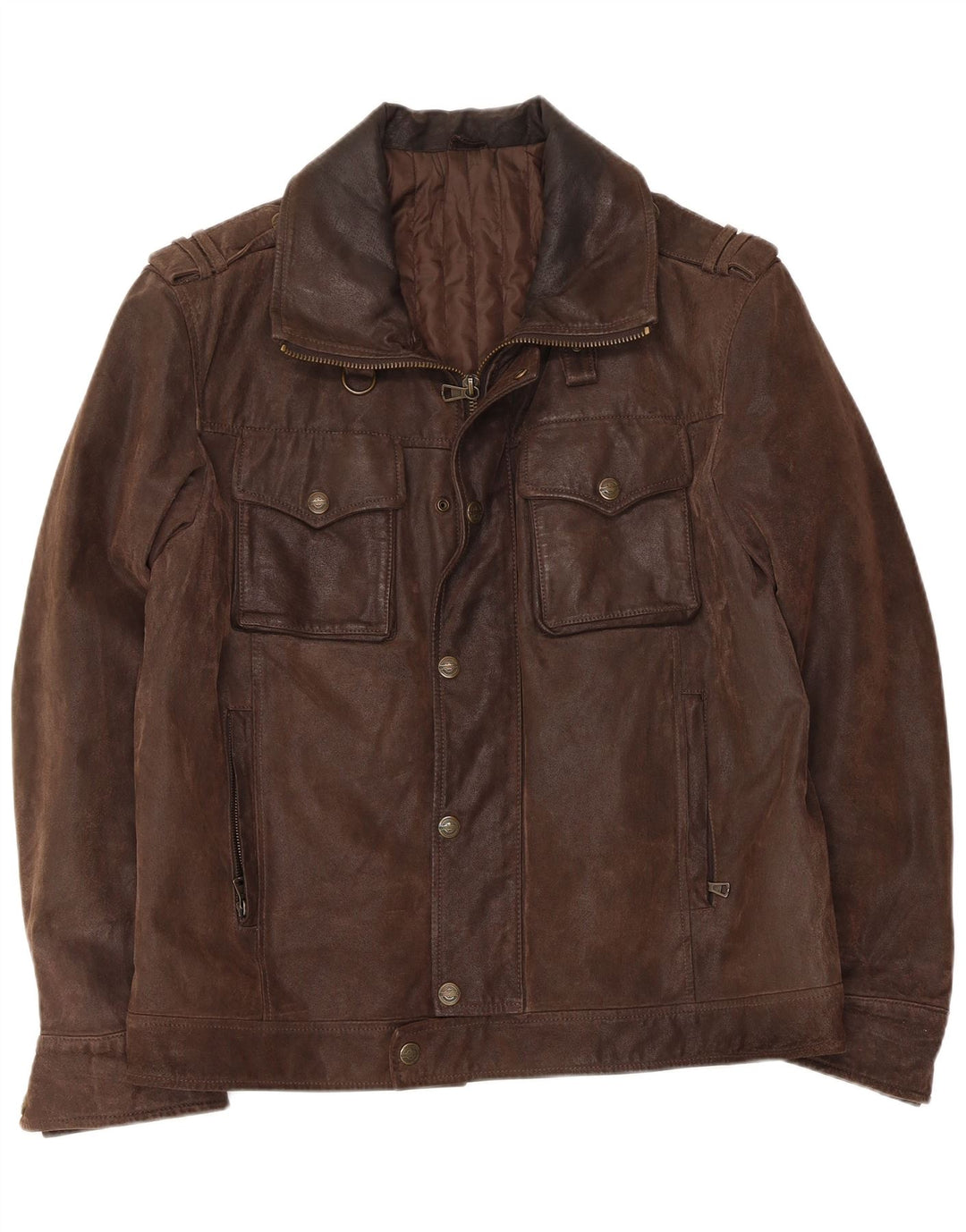 Vintage Mens Leather Jacket UK 40 Large Brown Leather