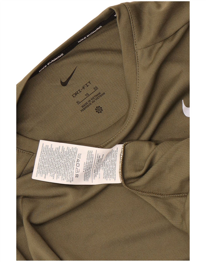 Nike Mens Dri Fit Top Long Sleeve XL Khaki Polyester