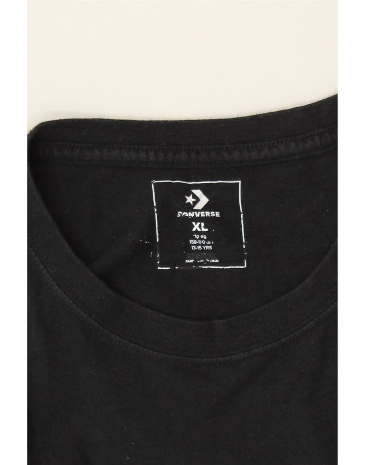 CONVERSE Boys Graphic Top Long Sleeve 13-14 Years XL Black Cotton Vintage Converse and Second-Hand Converse from Messina Hembry 