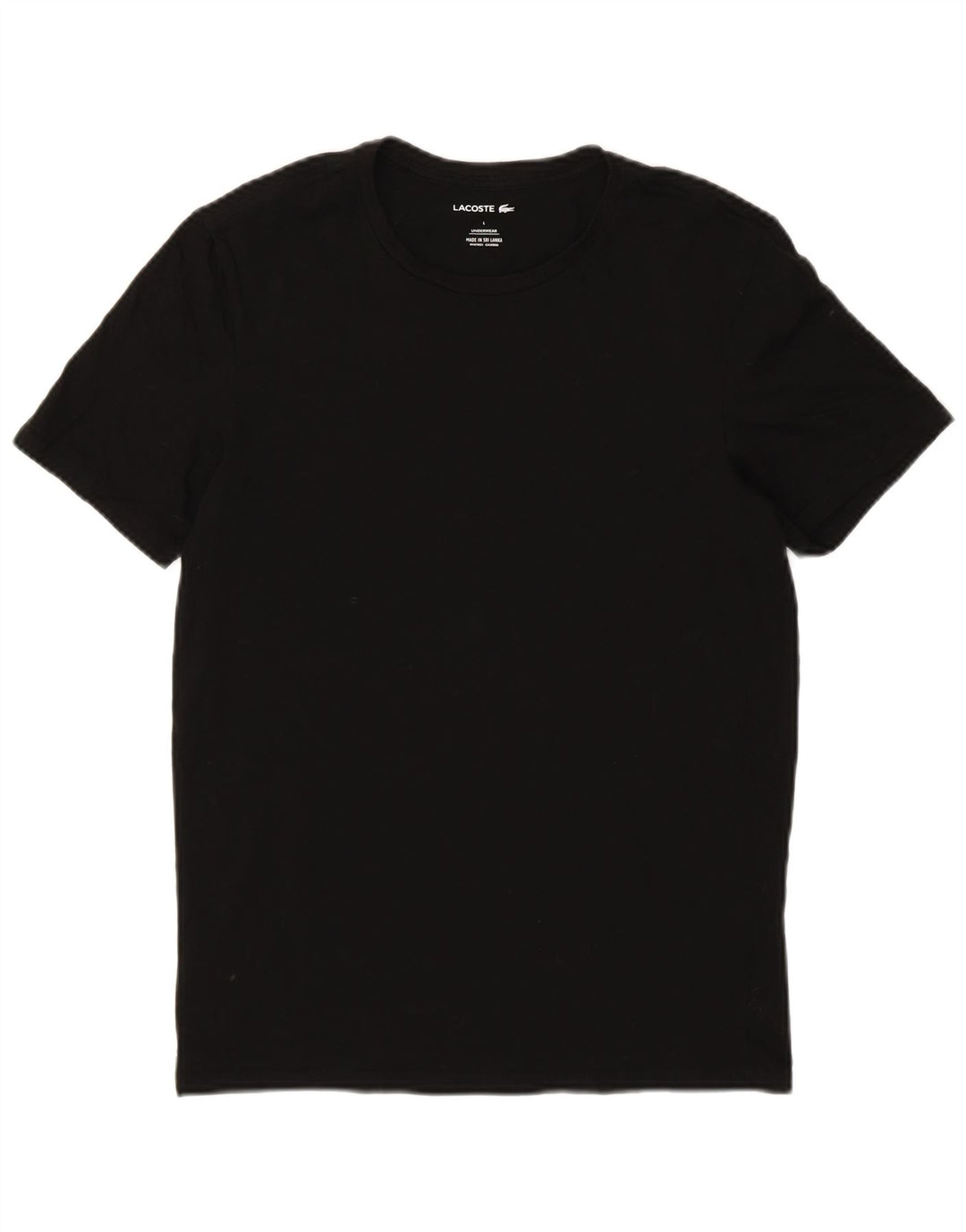 LACOSTE Womens T-Shirt Top UK 14 Large Black Cotton