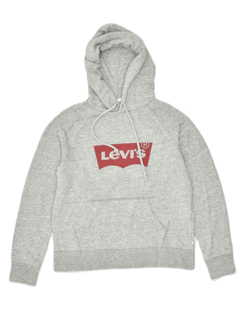 LEVI'S Womens Oversized Graphic Hoodie Jumper UK 10 Small Grey Cotton | Vintage | Thrift | Second-Hand | Used Clothing | Messina Hembry 