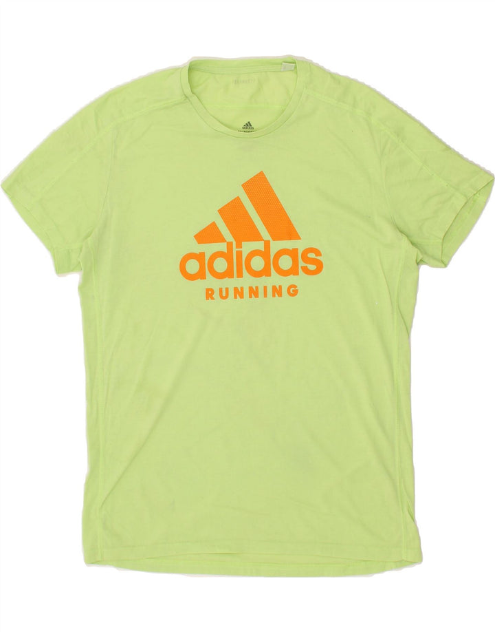 ADIDAS Mens Aeroready Graphic T-Shirt Top Medium Green Vintage Adidas and Second-Hand Adidas from Messina Hembry 