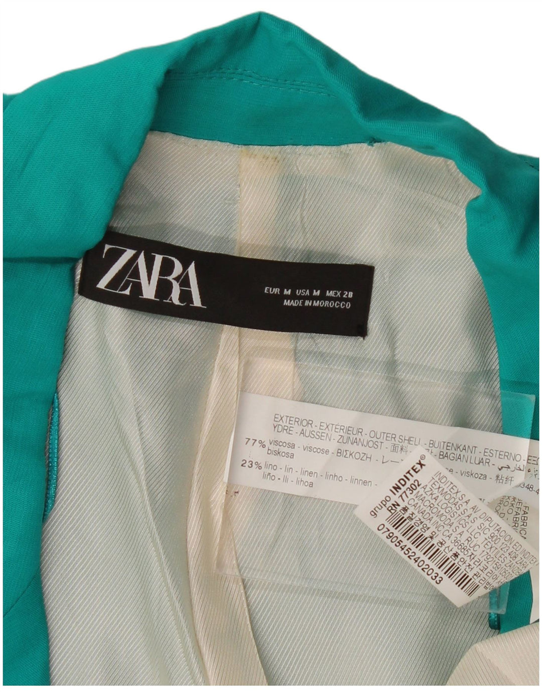 ZARA Womens Open Blazer Jacket UK 14 Medium Turquoise Viscose