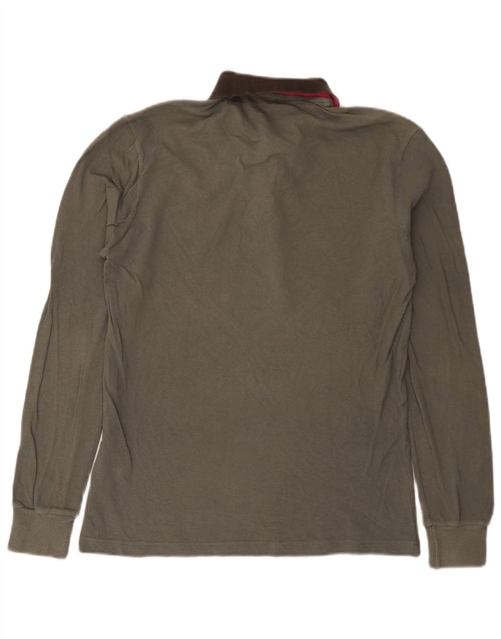 Fred Perry Mens Long Sleeve Rugby Polo Shirt Small Grey Cotton