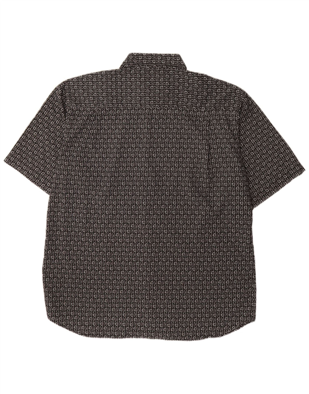 Canda Mens Short Sleeve Shirt XL Black Geometric Polyester