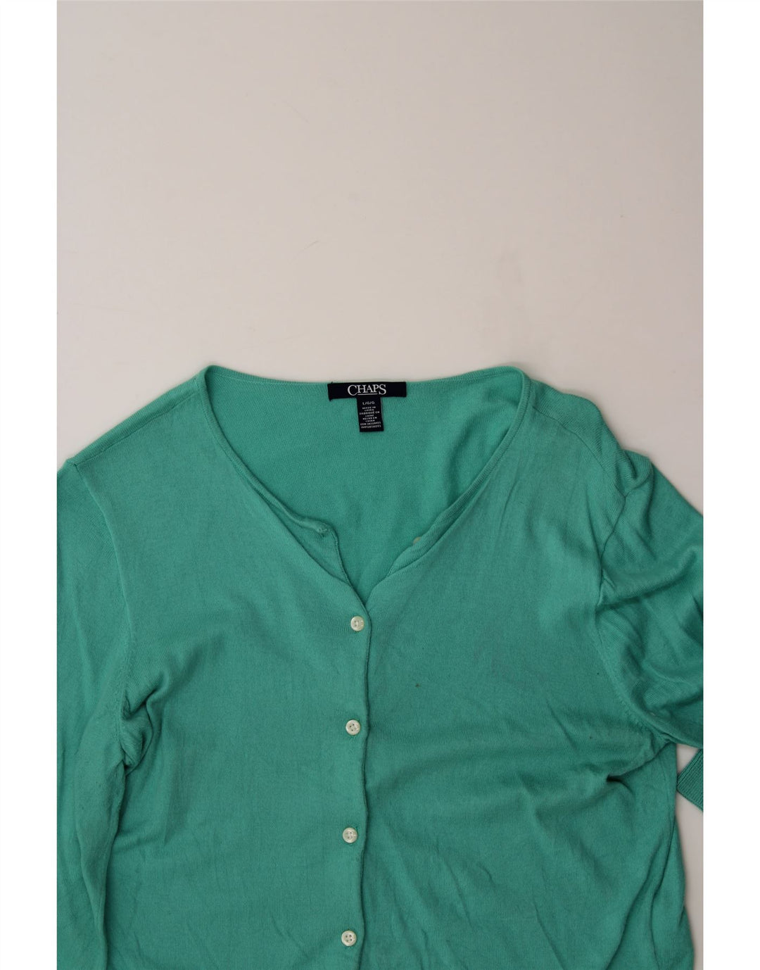 CHAPS Womens Cardigan Sweater UK 14 Large Green Cotton Vintage Chaps and Second-Hand Chaps from Messina Hembry 