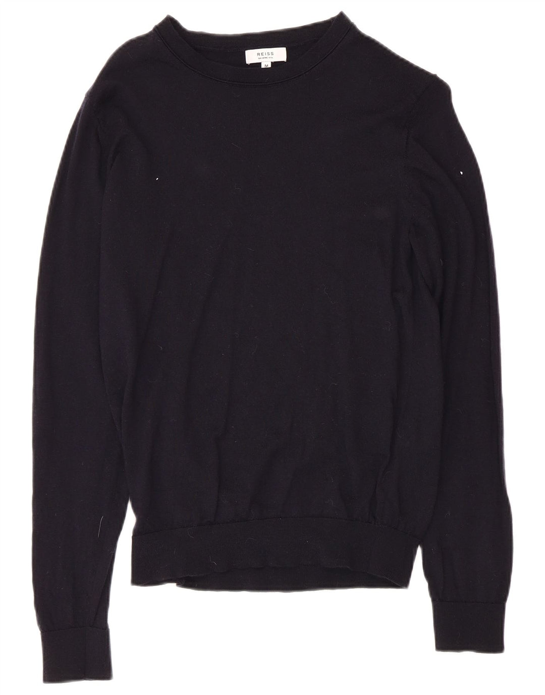 REISS Womens Boat Neck Jumper Sweater UK 12 Medium Navy Blue Wool