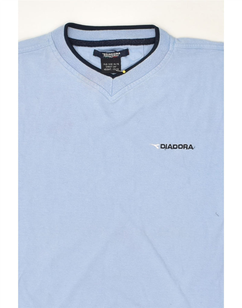 DIADORA Boys T-Shirt Top 14-15 Years XL Blue Cotton | Vintage Diadora | Thrift | Second-Hand Diadora | Used Clothing | Messina Hembry 