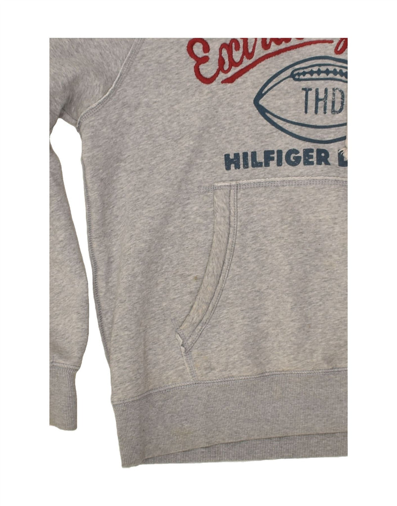 TOMMY HILFIGER Mens Graphic Hoodie Jumper Large Grey Cotton | Vintage Tommy Hilfiger | Thrift | Second-Hand Tommy Hilfiger | Used Clothing | Messina Hembry 