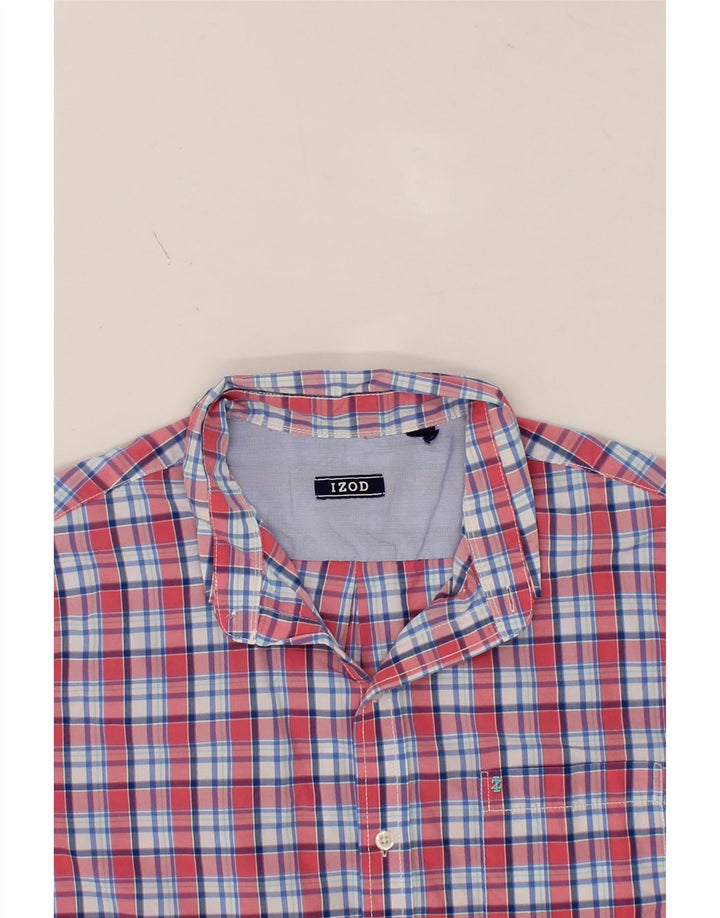 IZOD Mens Short Sleeve Shirt Medium Red Check Cotton Vintage Izod and Second-Hand Izod from Messina Hembry 